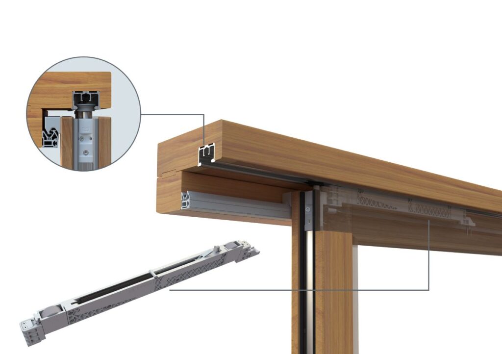 SOFT CLOSE mechanism for wood-aluminium lift and slide door.