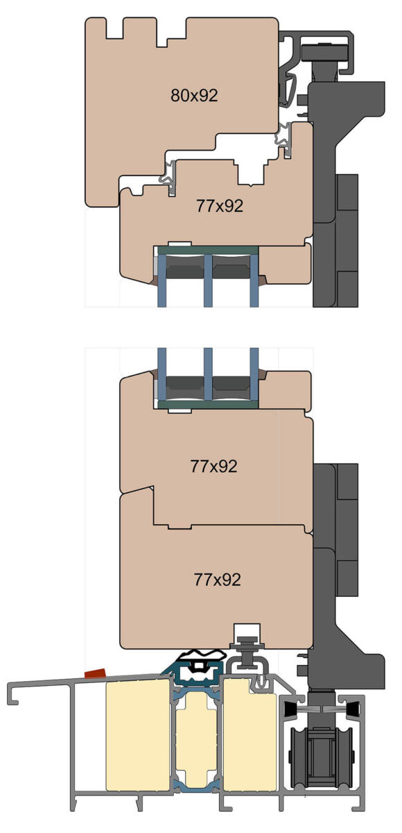 Section of folding doors from the Modern line.