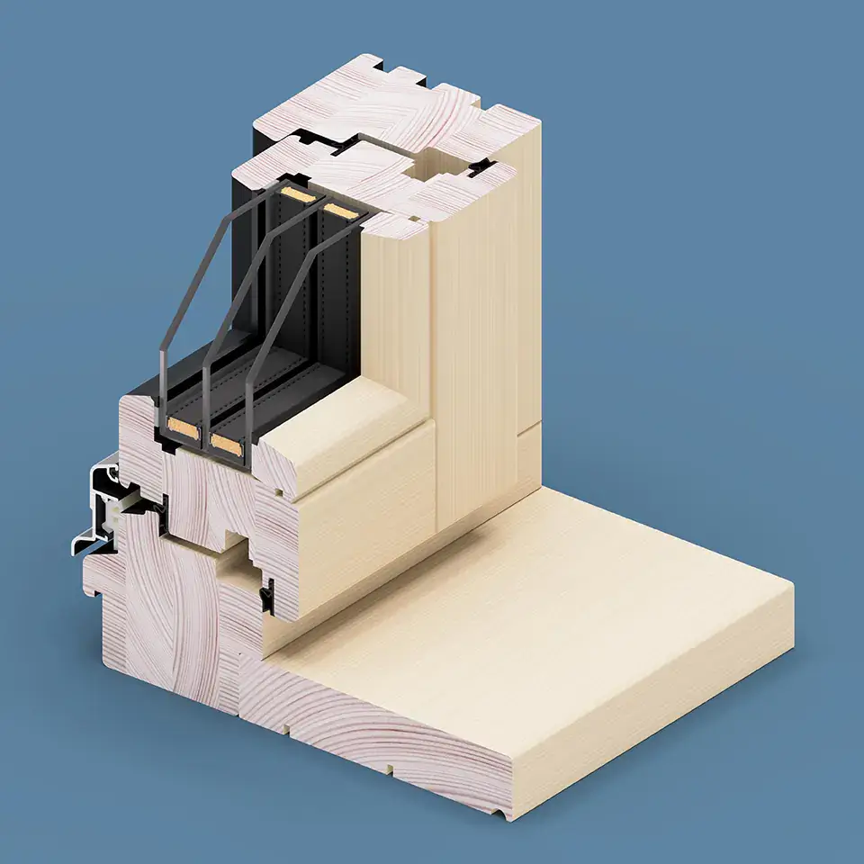 Profil souple combiné avec un rebord de fenêtre en bois