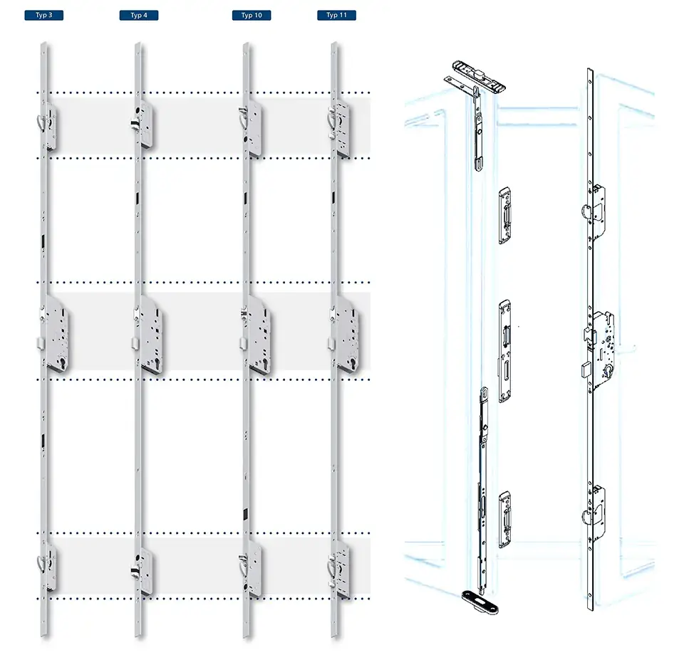 Espagnolettes for wooden doors