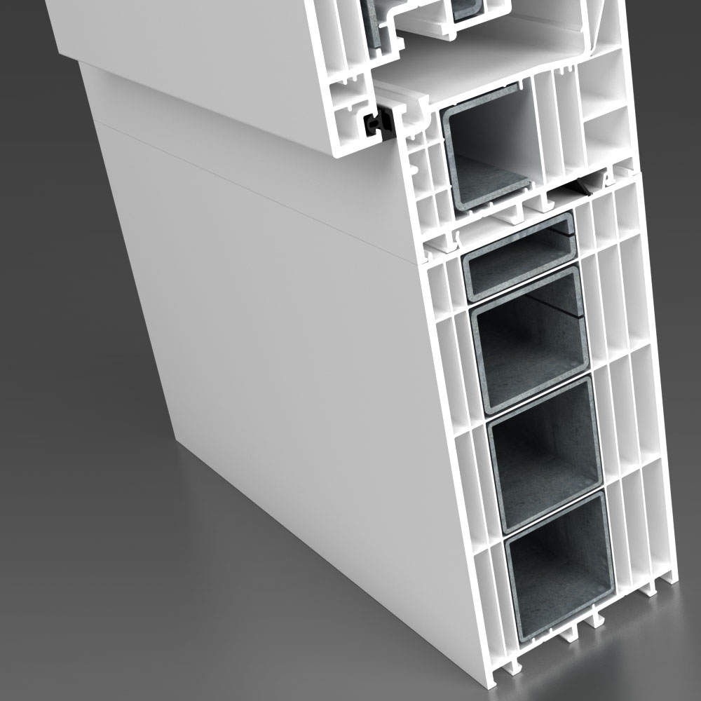 Poszerzenie ościeżnicy 150 mm ze wzmocnieniem (głębokość 82 mm).