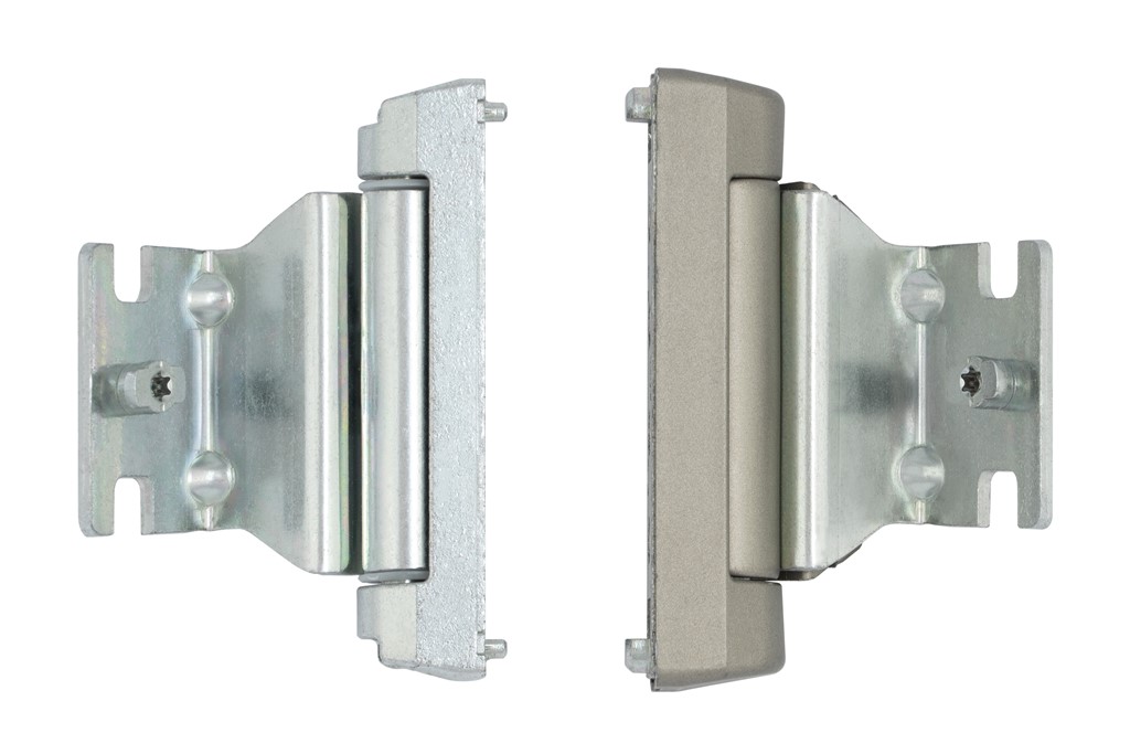 Comparison of a standard hinge and a hinge with an increased load capacity.