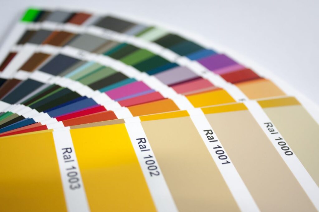 Colours from the RAL palette.
